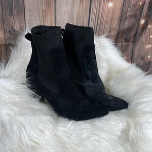 Sleek Black Suede Ankle Booties with Pointed Toe
